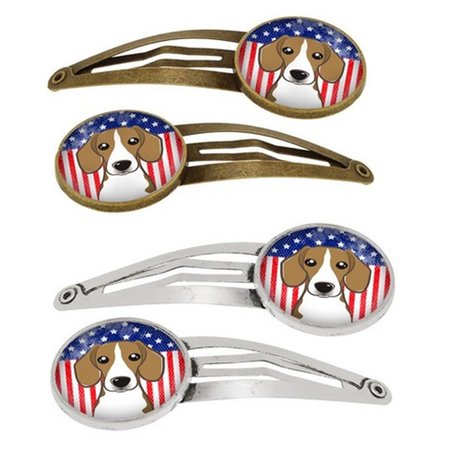 CAROLINES TREASURES American Flag and Beagle Barrettes Hair Clips, Set of 4, 4PK BB2169HCS4